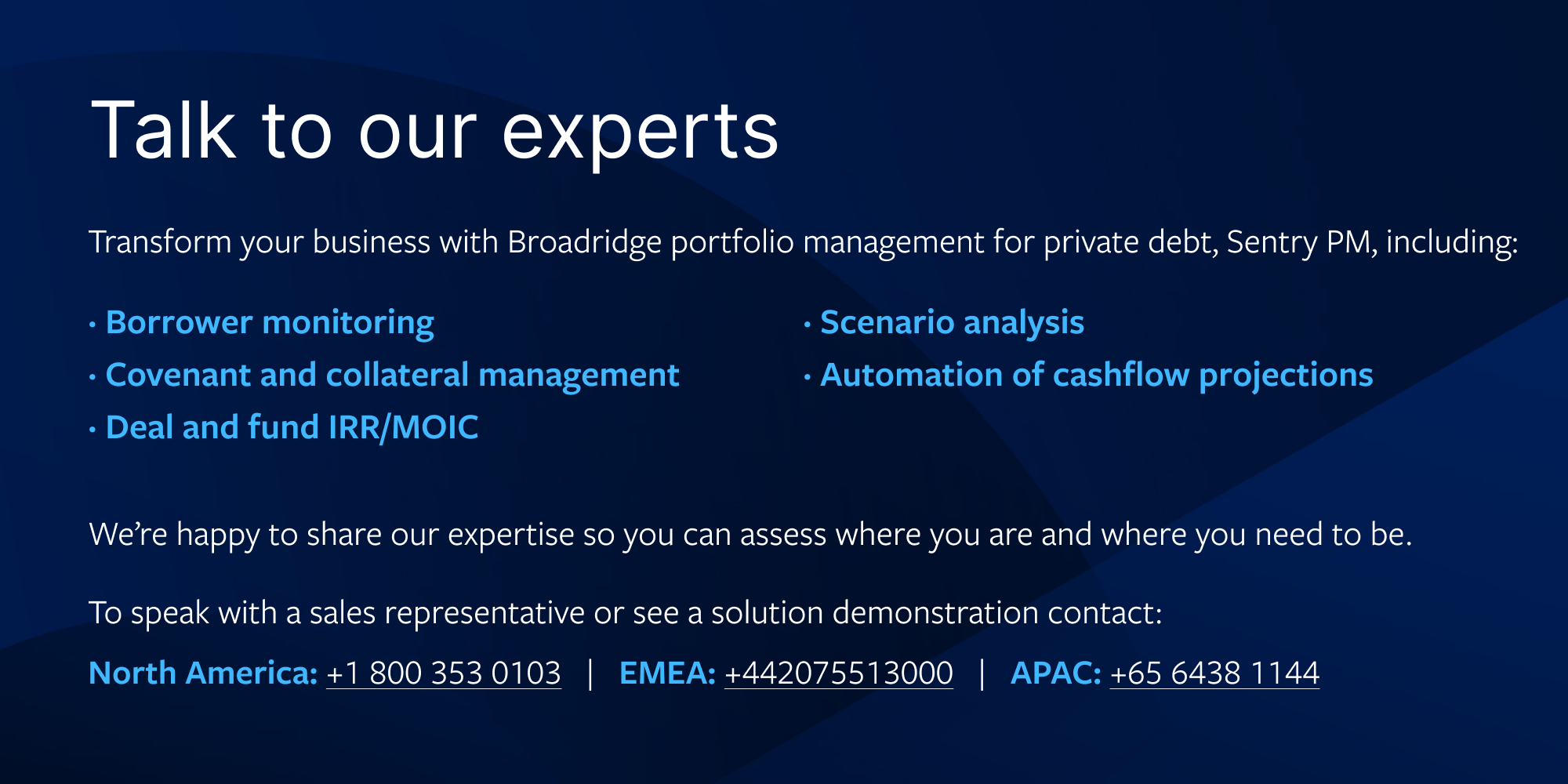 talk to our experts