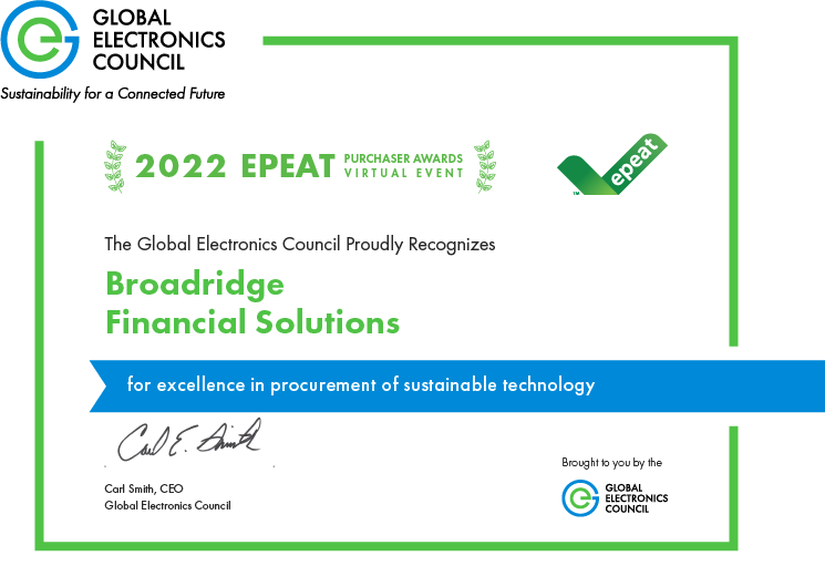 Broadridge Financial Solutions Certificate
