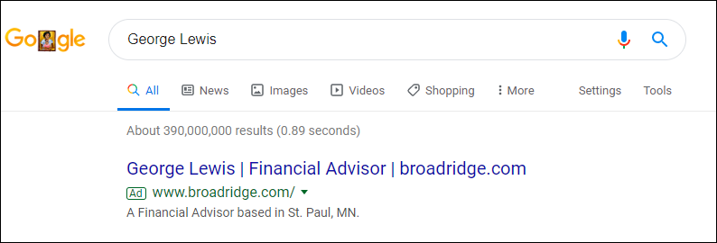 ad appears in Google 