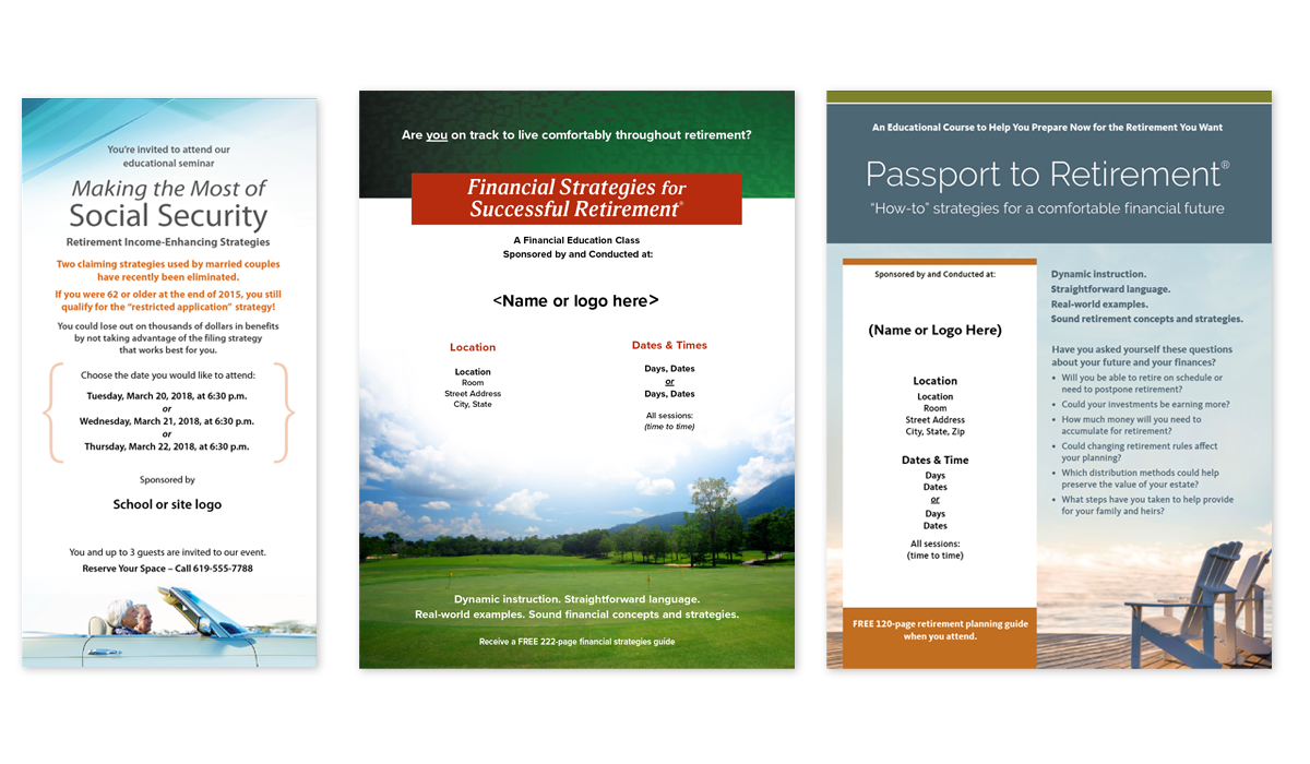 traditional brochure invitations for educational financial seminar events