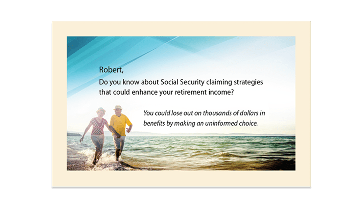 premium direct mail invitation for Making the Most of Social Security seminar