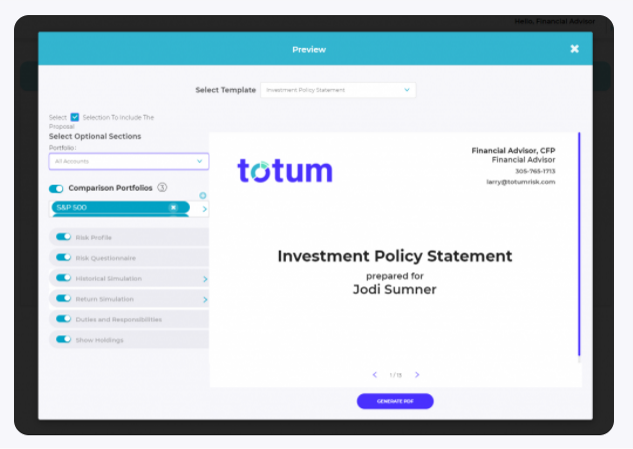 totum investment statement